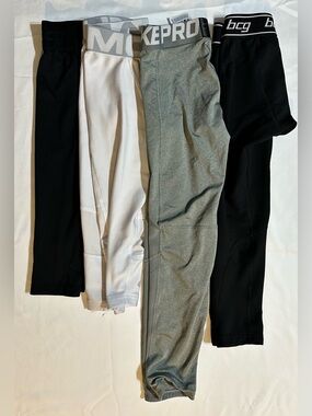 Kids Performance Leggings – Black, White, Gray Lot of 4